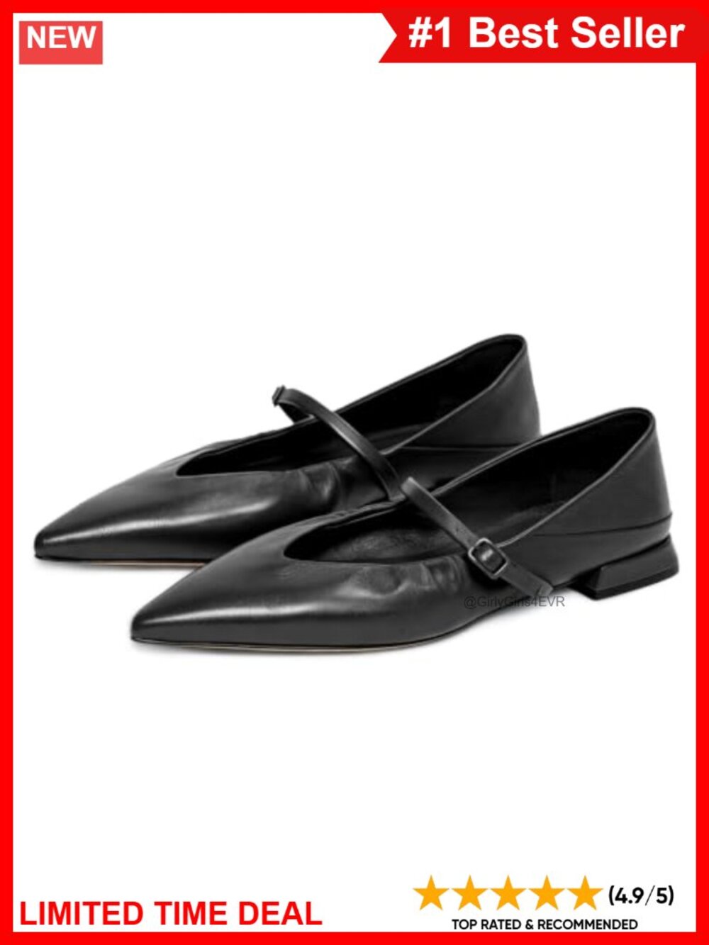 Faux Leather Pointed Toe Mary Jane Ballet Flats Foldable